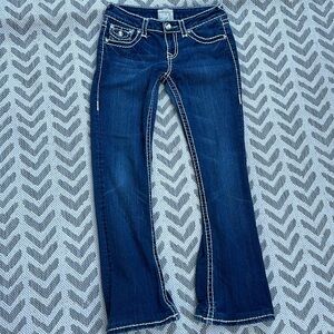 LA idol Y2K ladies western  7 boot cut Jean with bling pockets thick thread